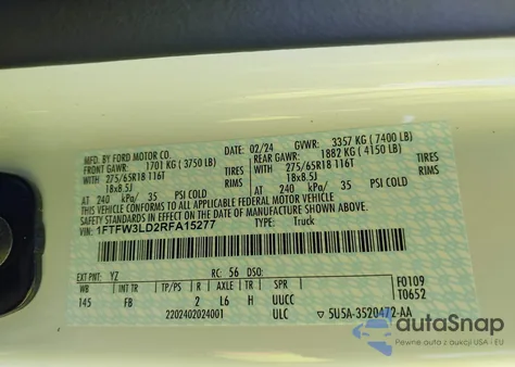 2024 Ford F-150 Xlt from USA, damaged, VIN 1FTFW3LD2RFA15277